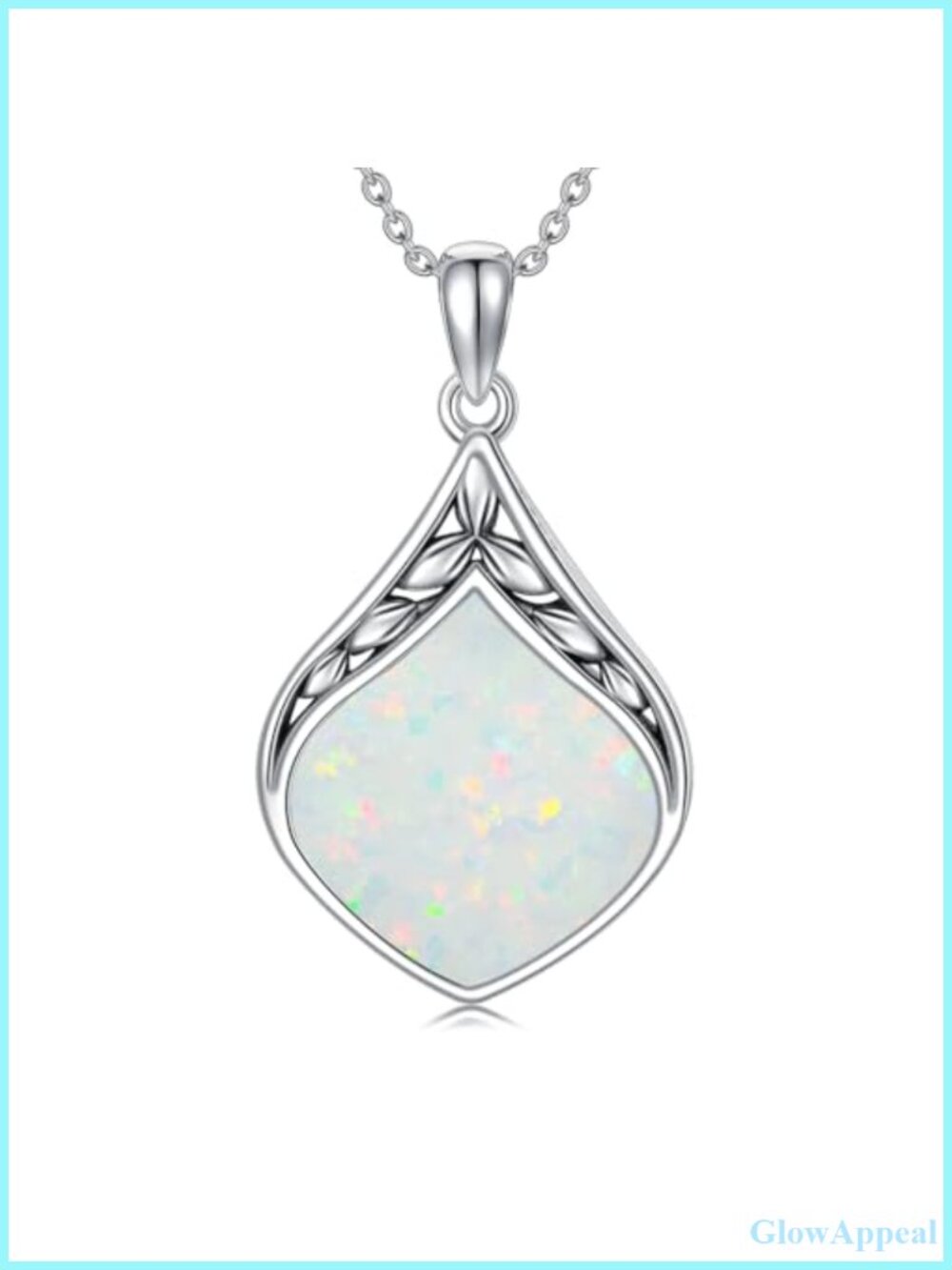 Teardrop Necklace 925 Sterling Silver Natural Opal Pendant Jewelry Gift for